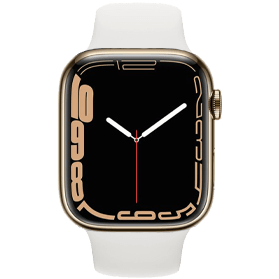 Apple Watch Series 7 45mm RVS Goud Refurbished | 4G | Wit Sportbandje | 1 Jaar Garantie | Accessoires
