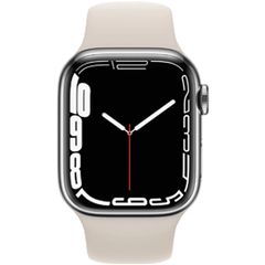 Apple Watch Series 7 45mm RVS Zilver Refurbished | 4G met Wit Sportbandje | Garantie en Accessoires